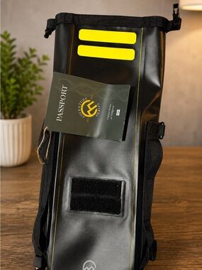 Roll-Top Bike Dry Bag - Black with Yellow Accents